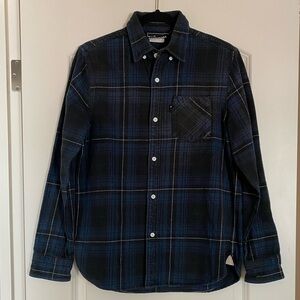 The Hundreds Blue Black Plaid 100% Cotton Flannel Button Down Shirt MEDIUM